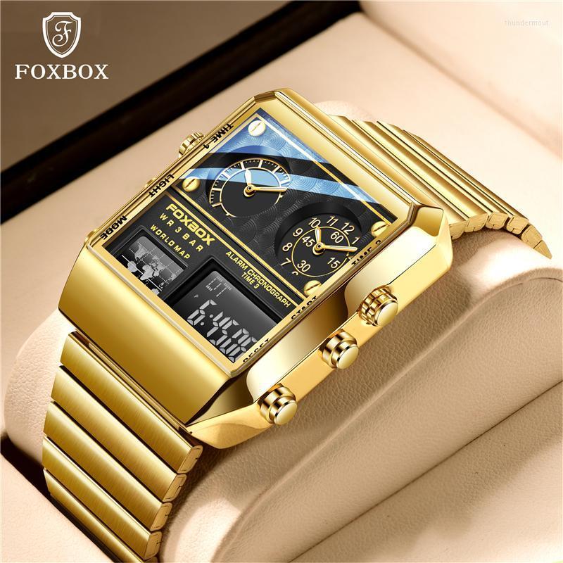 

Wristwatches Creative Square Mens Watch Luxury Gold Stainless Steel Wristwatch Waterproof Quartz For Men Digital Date ClockWristwatches Wris, Silver