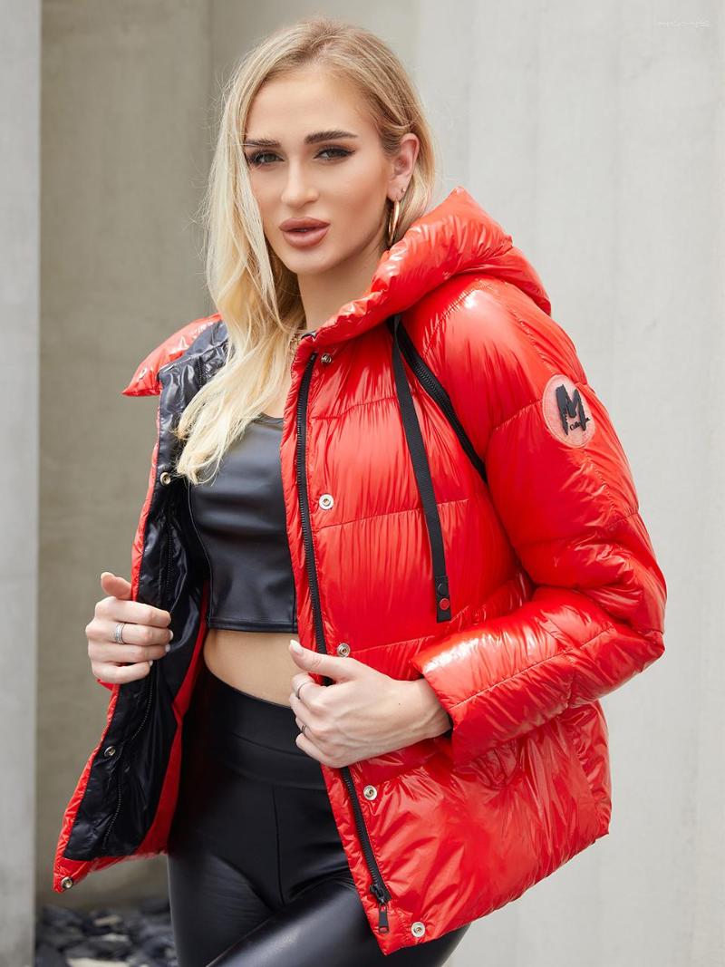 

Women's Trench Coats ZIAI 2023 Jacket Winter Thick Warm Padded Style Shiny Removable Sleeves Clothing Female Short Parkas ZR-20030, H050 red