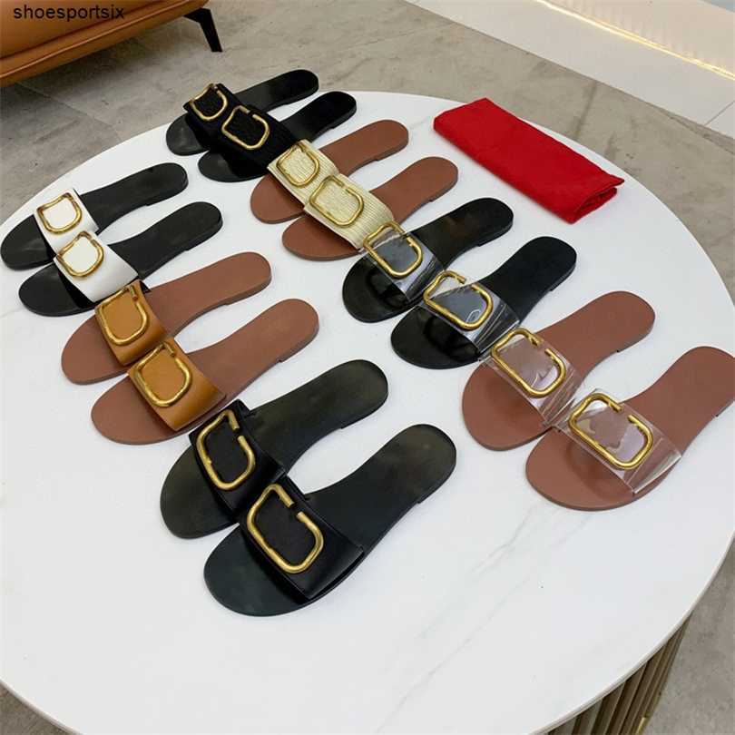 Big v Metal Buckle Women Sandals Designer Slippers Fashion Summer Womens Flat Beach Sandal Top Quality Luxury Ladies Cool Slides Shoes Valentinoes V