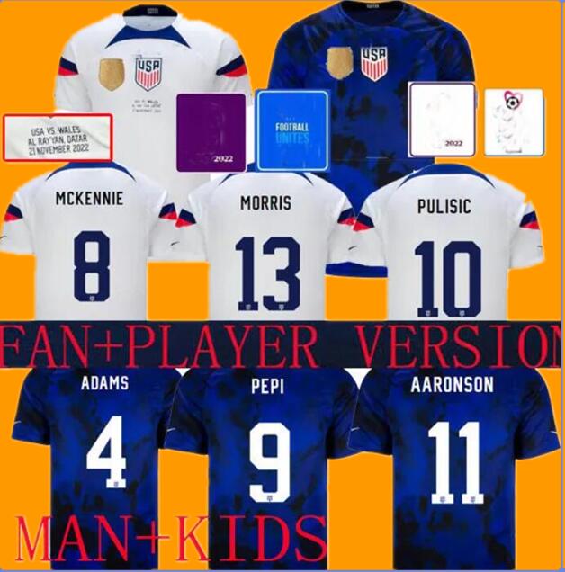 

PULISIC USA soccer jerseys men kids kit America 2022 football shirt AARONSON 2023 REYNA McKENNIE MORRIS DEST YEDLIN REW WHI ADAMS HOME WEAH uniforms WOMEN, Blue