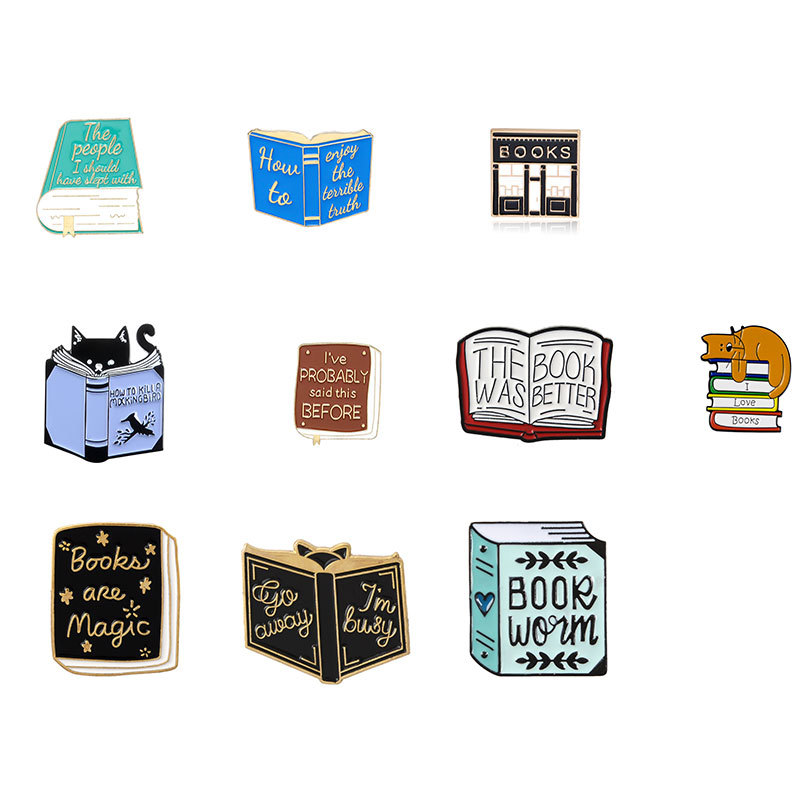 

Creative Cute Book Brooches Pin for Men Women Kids Book Lovers Enamel Brooch Collar Jewelry Iterature Jewellry Librarian Teacher Gift