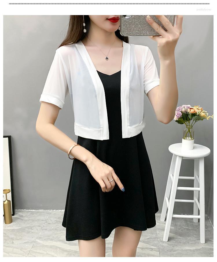 

Women's Jackets Short Sleeve Party Jacket Black White Prom Evening Shrugs For Women Bolero Tulle Bridesmaid Wedding Cape Dress Beach