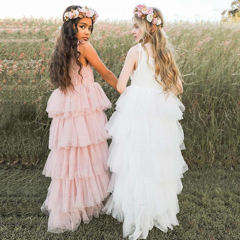

Girl Dresses Girls Summer Sling Dress For Kids Flower Cake Layer Princess 3 6 8 Years Old Children Clothing Birthday Wedding Vestidos, Dress--8