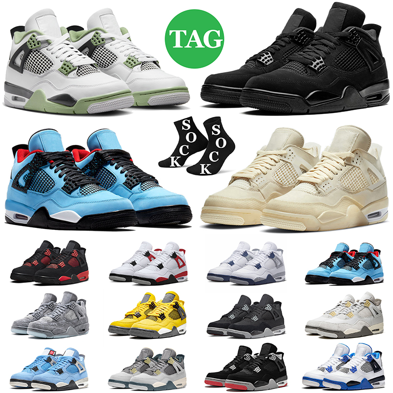 

jumpman 4 4s basketball shoes Retro j4 Military Black Cat Fire Red Thunder Seafoam Photon Dust Canvas men women outdoor sports sneakers mens trainers