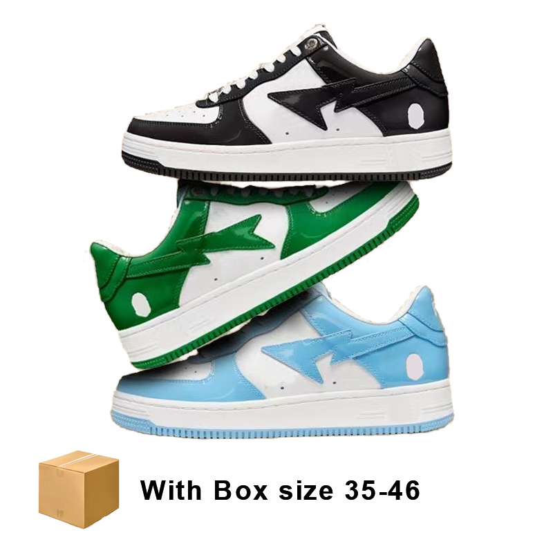 

Casual Shoes Bapestas Baped Designer Platform Sneakers Bapesta Sk8 Sta Patent Leather Green Black White Patent Leather thick bottom Sneakers Trainers size 36-45, 18