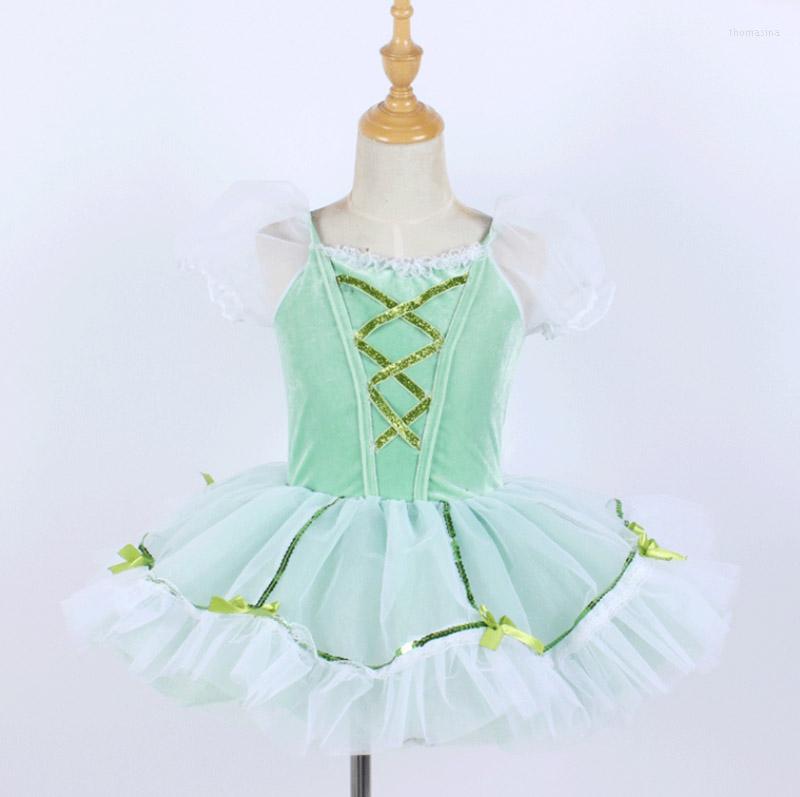 

Stage Wear Professional Ballet Dance Skirt Children Elegance Green Swan TuTu Dress Girls Show Senior