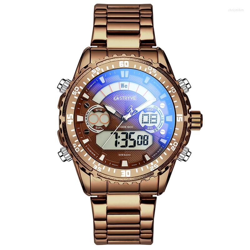 

Wristwatches STYRVE Brand S8020 Sports Watch 50M Waterproof Stainless Steel Luxury Japan 2035 Movement Quartz Digital Watches Montre Homme, Silver black
