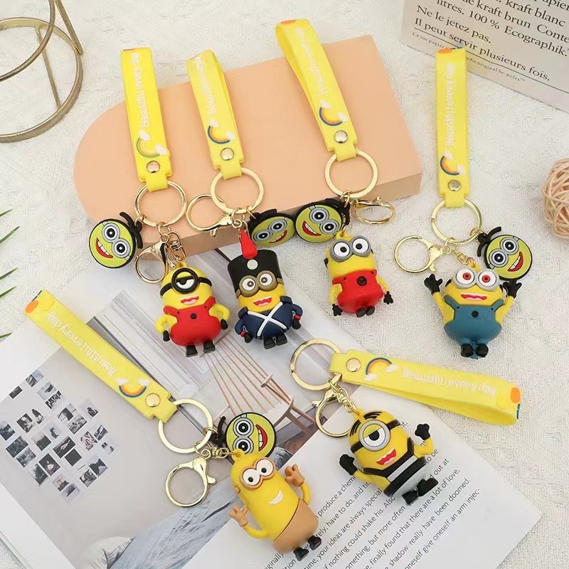 

Cartoon Ornament Cute Finger Toy Fashion Trend Minions Schoolbag Pendant Doll Keychain Trendy Play Bag Pendant Car KeyRing