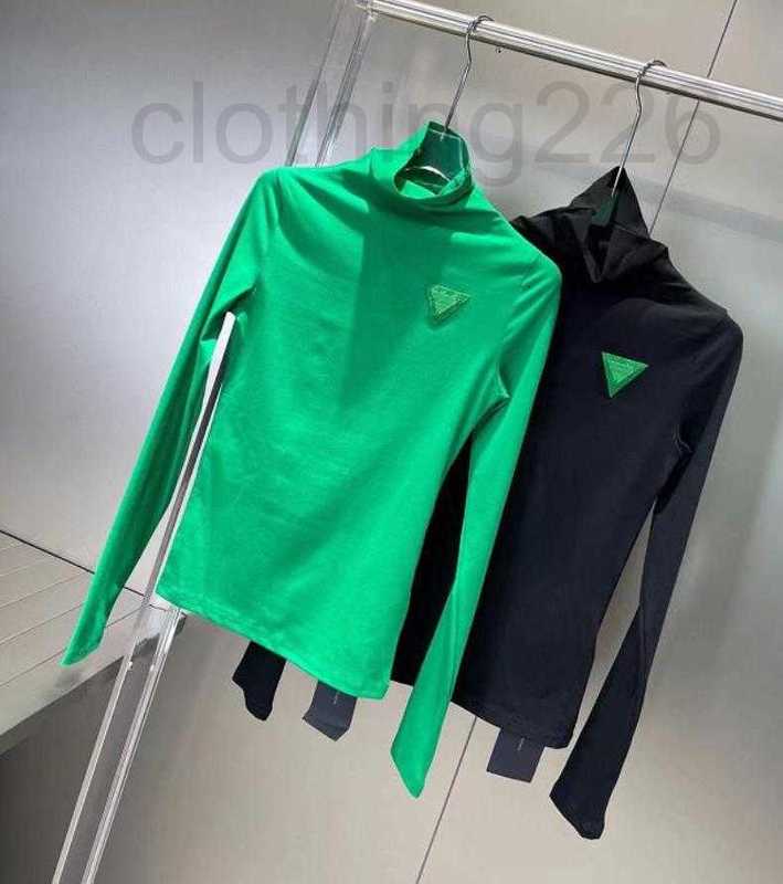 

designer Fall 2022 Fashion Women' t shirt Long Sleeve Base Black and green 2 Color Designer luxury cotton elastic soft comfort high quality triangle