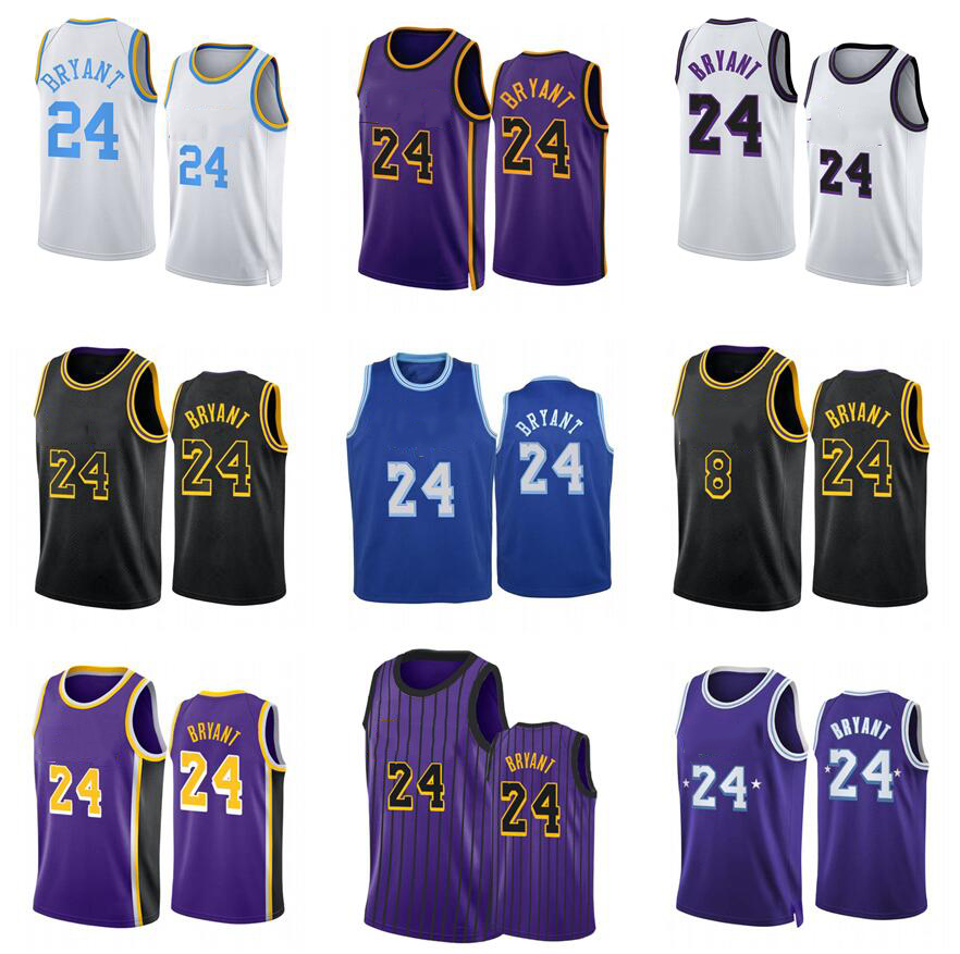 

Bryant Basketball jerseys S-XXL 2022-23 Purple yellow white black Mamba Men Women Youth city jersey 24, With logo