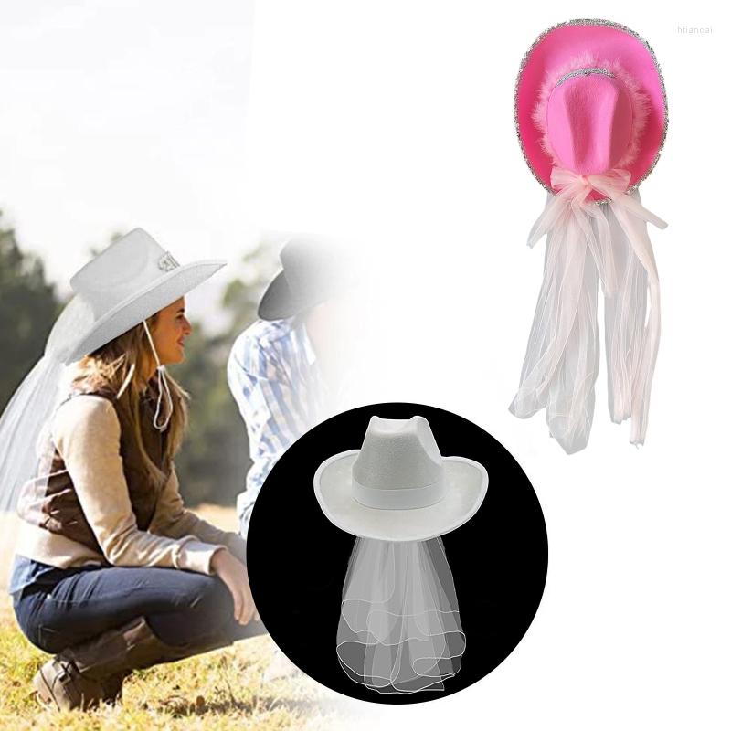 

Berets Trendy Wide Brim Cowgirl Hat With Cowboy Adjustable Drawstring Jazz Top For Friends Girls Dropship, White bao bian head