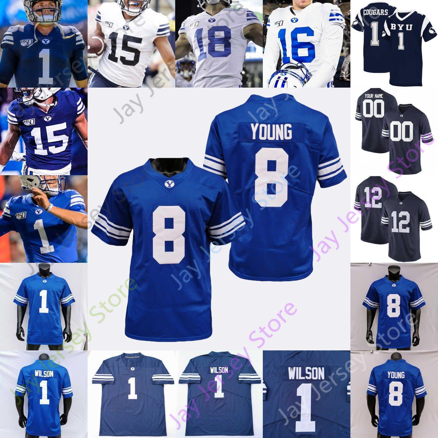 

BYU Cougars Football Jersey NCAA College Ty'Son Williams Sione Finau Steve Young Lopini Katoa Matt Bushman Simon Hifo RomneyTakitaki Ansah, Navy iii