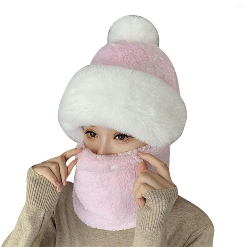 

Berets 3-in-1 Windproof Hat Mask Scarf Breathable Solid Color Super Soft For Women Teen Girls Boys, Blue