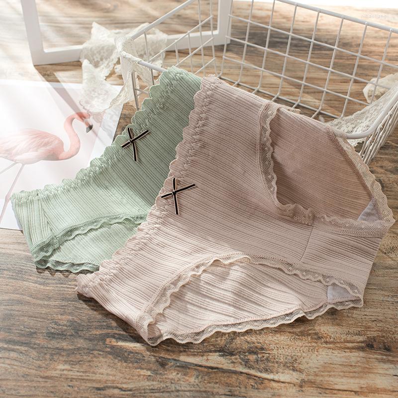 

Women's Panties Women's Low-waist Underwear Striped Breathable Underpants Cotton Comfortable Lace Briefs Solid Color, Blue