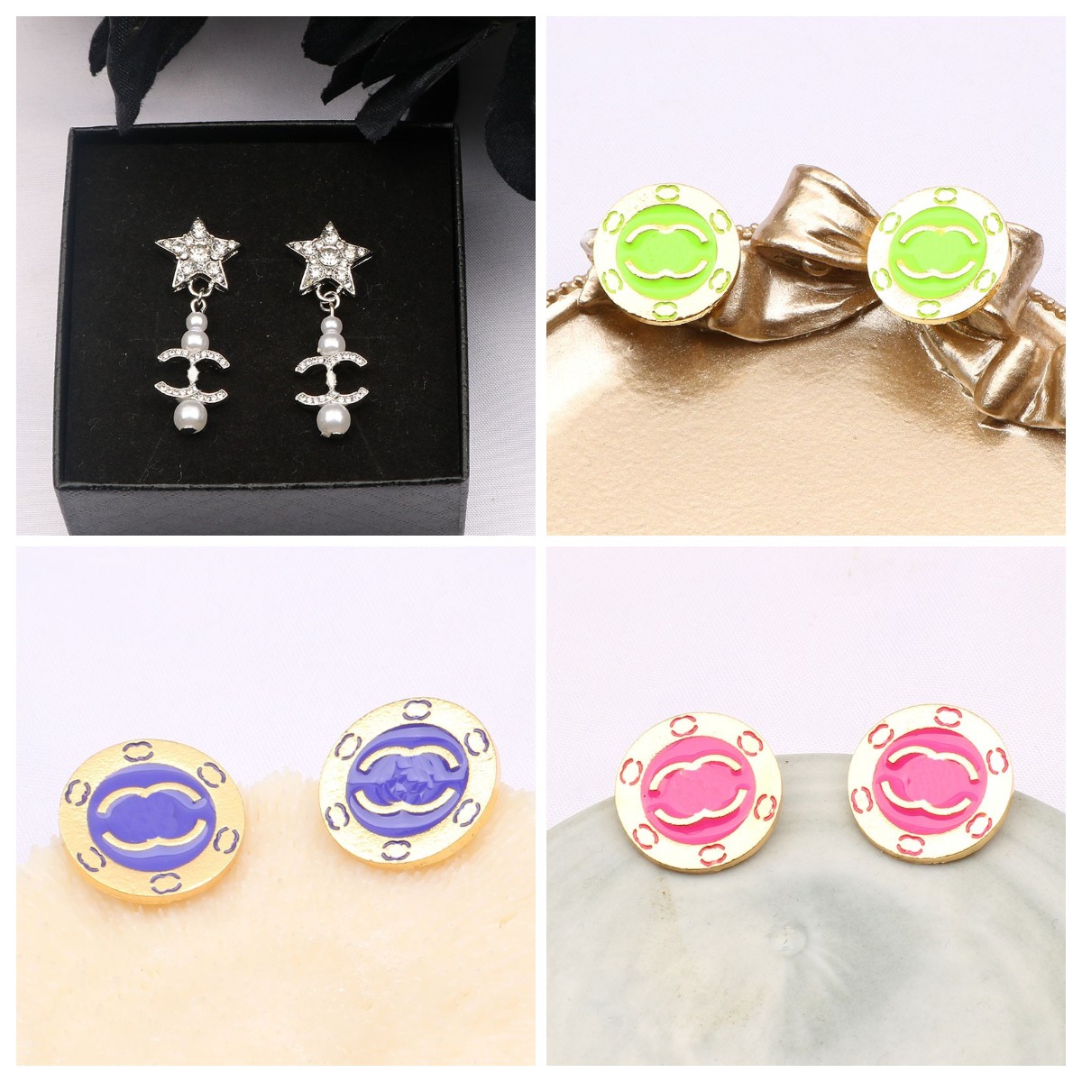 

Extravagant Design Fashion Earrings Gold Silver Ear Stud 18K Gold Plated Earring For Women Crystal Rhinestone Pearl Earring Wholesale Luxury Gift W