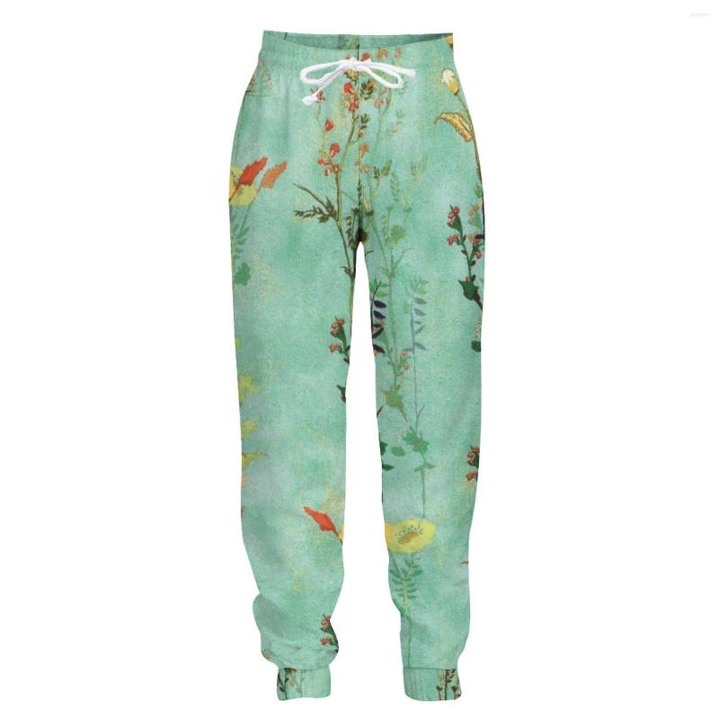 

Men' Pants Jumeast 3D Jogger Casual Sweatpants Baggy For Men Green Watercolor Flower Picture Straight Unisex Tracksuit Trousers, Silver