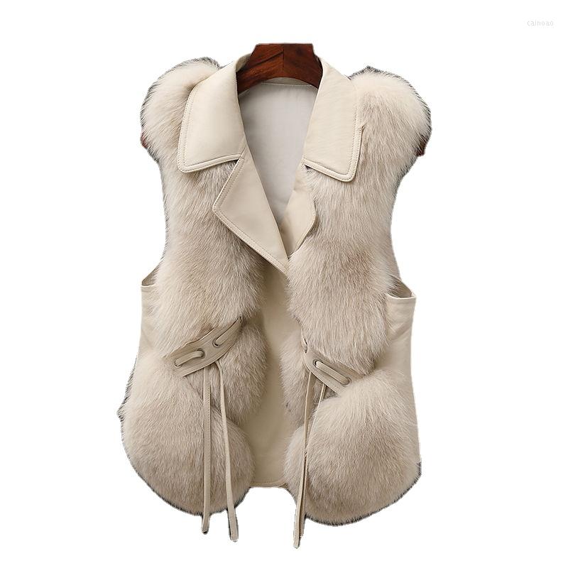 

Women' Vests 2023 Autumn And Winter Women' Models Of Imitation Fur Vest Wool Waistcoat Jacket Young, Beige