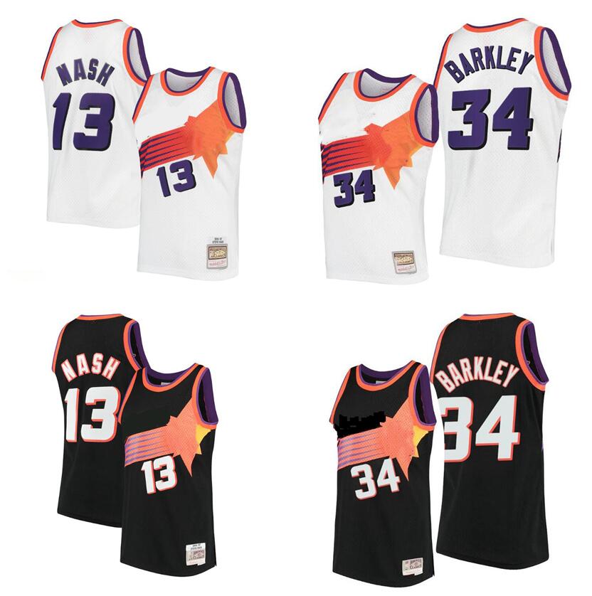 

Steve Nash Charles Barkley Basketball jerseys S-XXL Mitchell Ness jersey black blue white Men Women Youth retro jersey 13 34, With logo