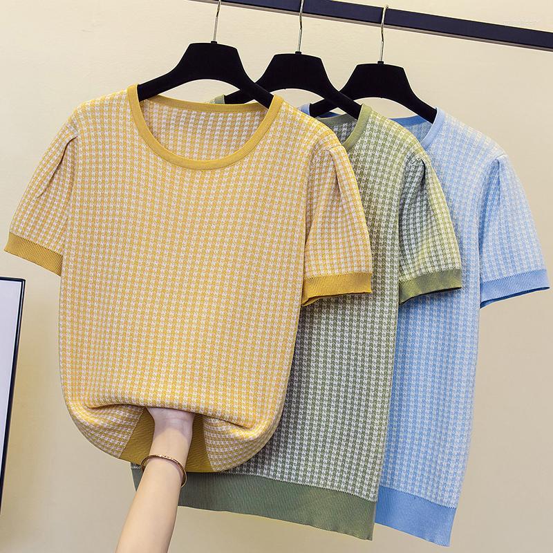 

Women's Sweaters 2023 Summer Little Daisy Printing Women Simple T-shirt O-Neck Knitted Pullove Tops Casual Jumper Thin Sweater, Green