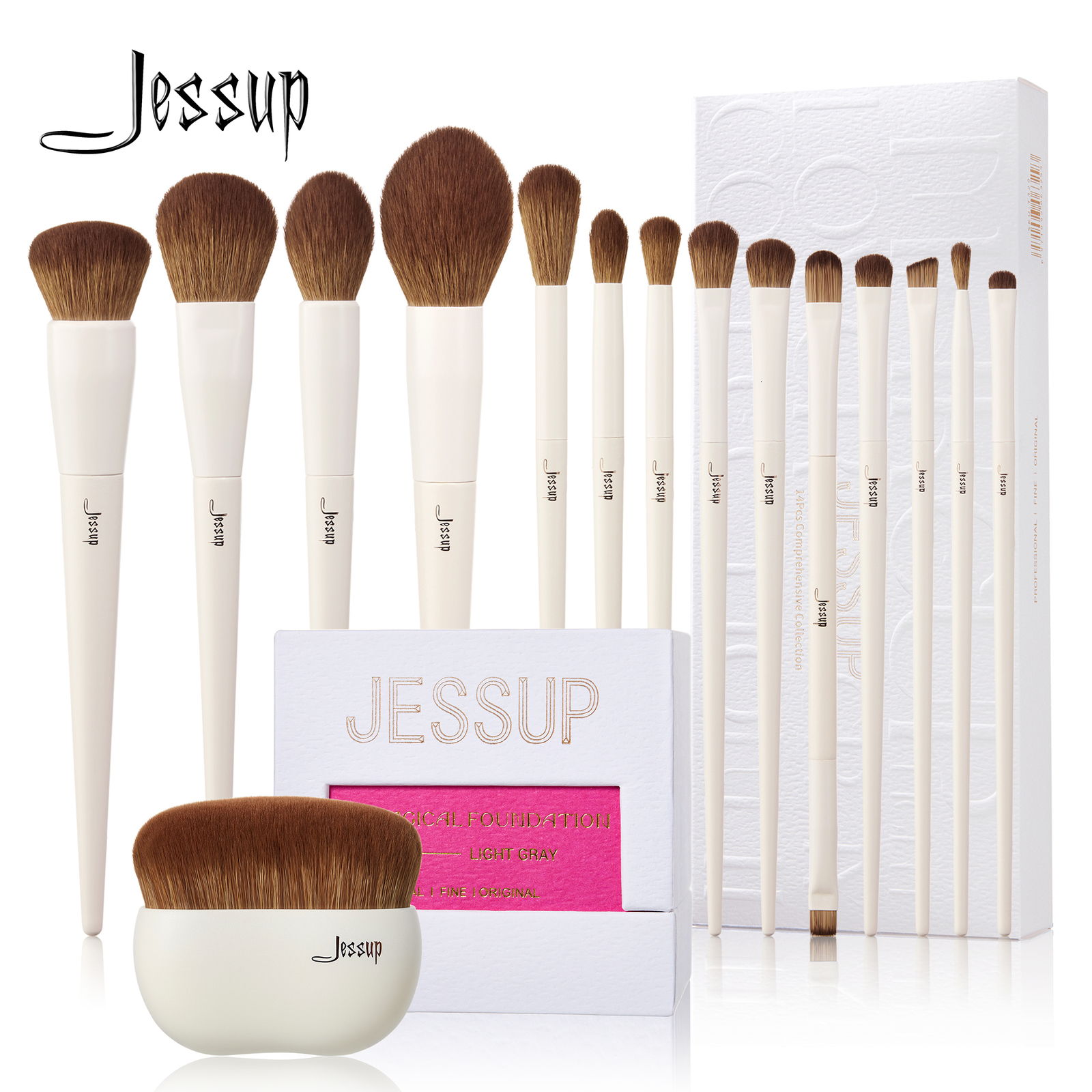 

Makeup Tools Jessup Brushes 10 14pcs Brush set Synthetic Foundation Powder Contour Eyeshadow Liner Blending Highlight T329 230217