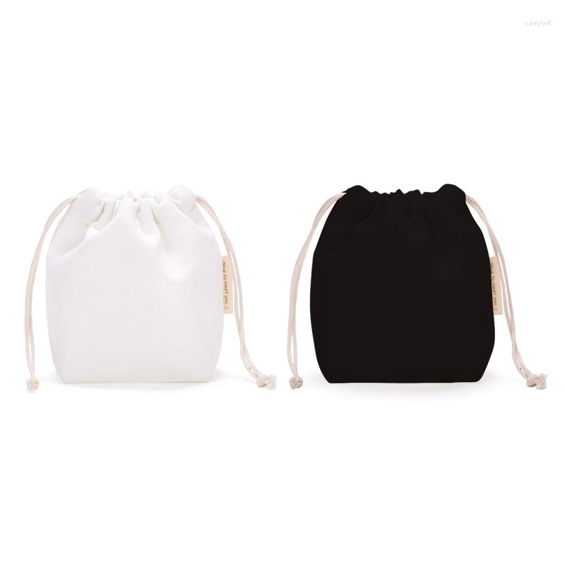 

Shopping Bags 63HC Portable Canvas Drawstring Reusable Gift Bag Jewelry Pouch For Party Wedding Home Travel, White