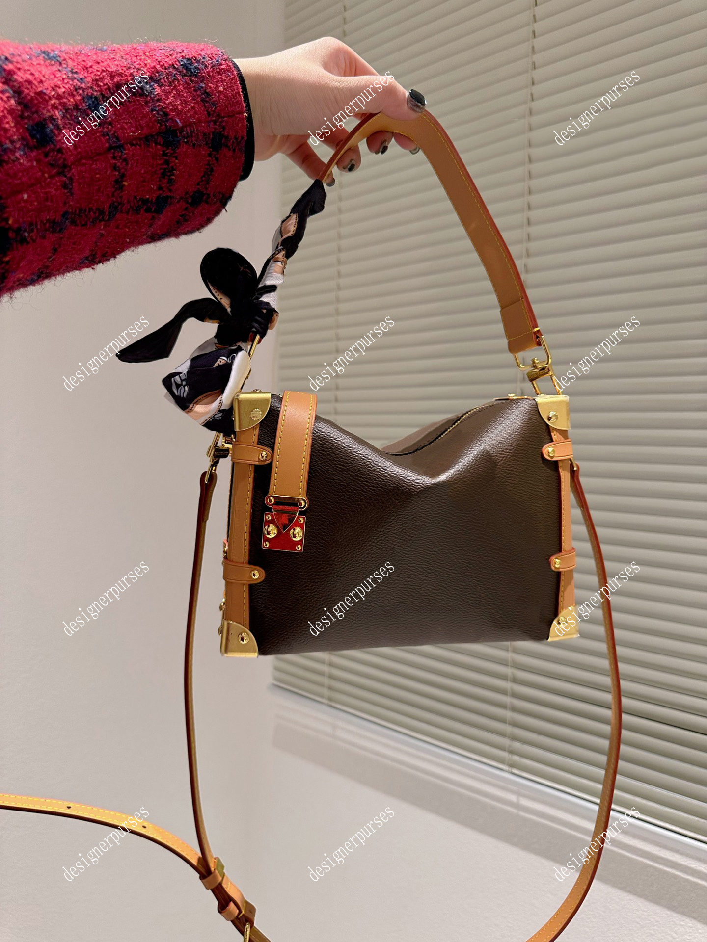 

TZ Fashion SIDE TRUNK handbags Soft case bag Classic brown flower shoulder bag Vintage style crossbody bags Designer bag Petite Malle box Zipper handbag 23CM M46358