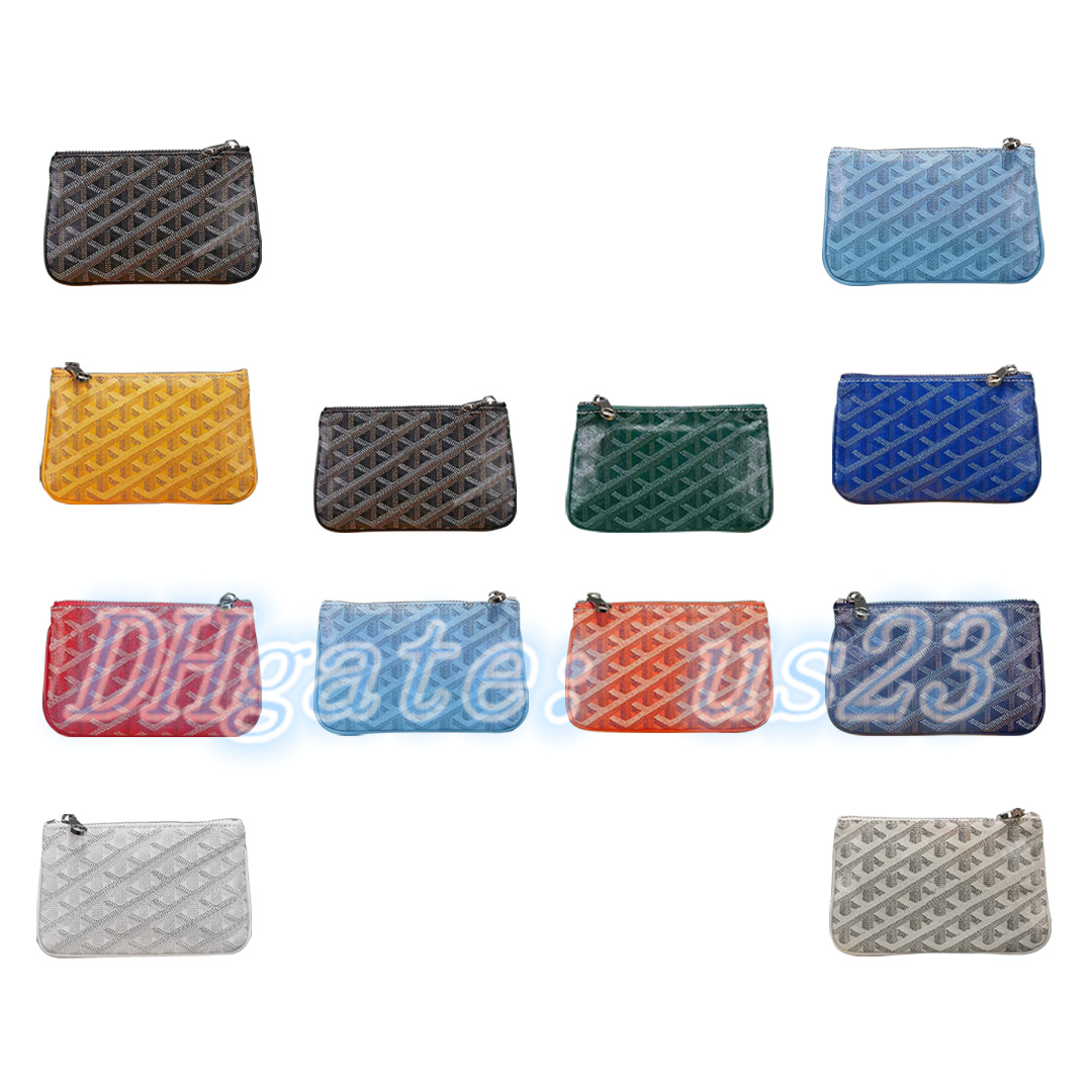 

wholesale luxury Designer gy New Coin Purses key pouch Senats Mini bag Pochette fashion Genuine Leather Womens men 14 colors card holders zipper small wallet with box, Cream