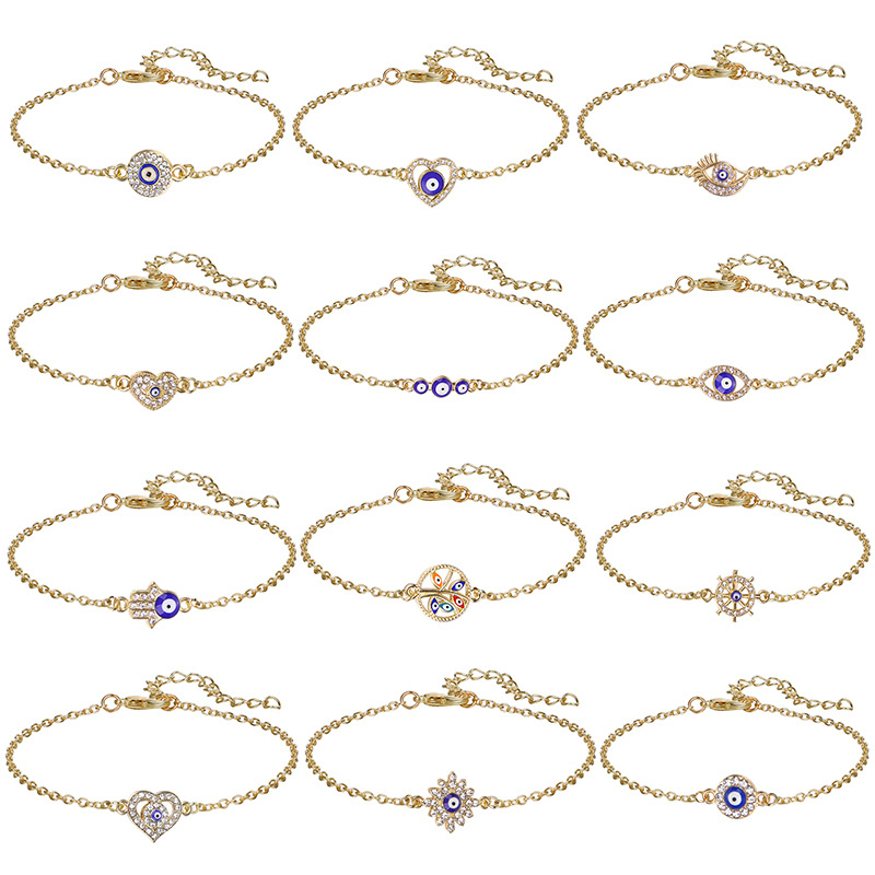 

Evil Blue Eye Bracelet Link Chain Love Shape Life Tree Charm Bracelets Friendship Jewelry