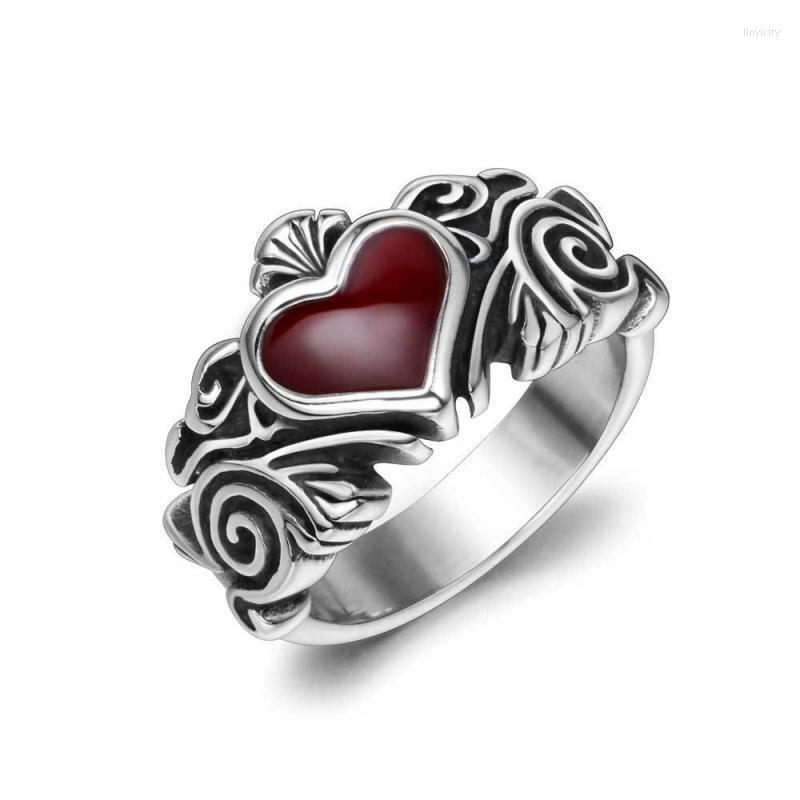 

Wedding Rings Filigree Infinity Claddagh Heart Ring Mens Stainless Steel Band Red Resin Promise For Women Simple Anel Gifts