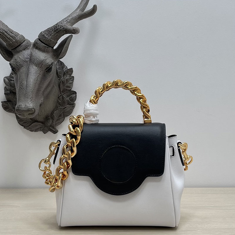 

Mini Tote Bag Women Shoulder Bags Fashion Genuine Leather Handbag Purse Metal Hardware Handle Coarse Chain Flap Magnetic Buckle Removable Strap Shopping Tote Purse, Black