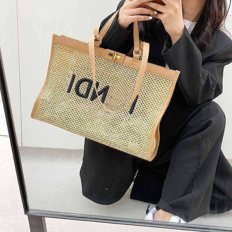 

Fbag Evening bag Shoulder Bag Large Straw Tote Basket Handbag Beach Designers Womens Luxurys Purseslady Bucket Travel Messenger Purse 220401, Black