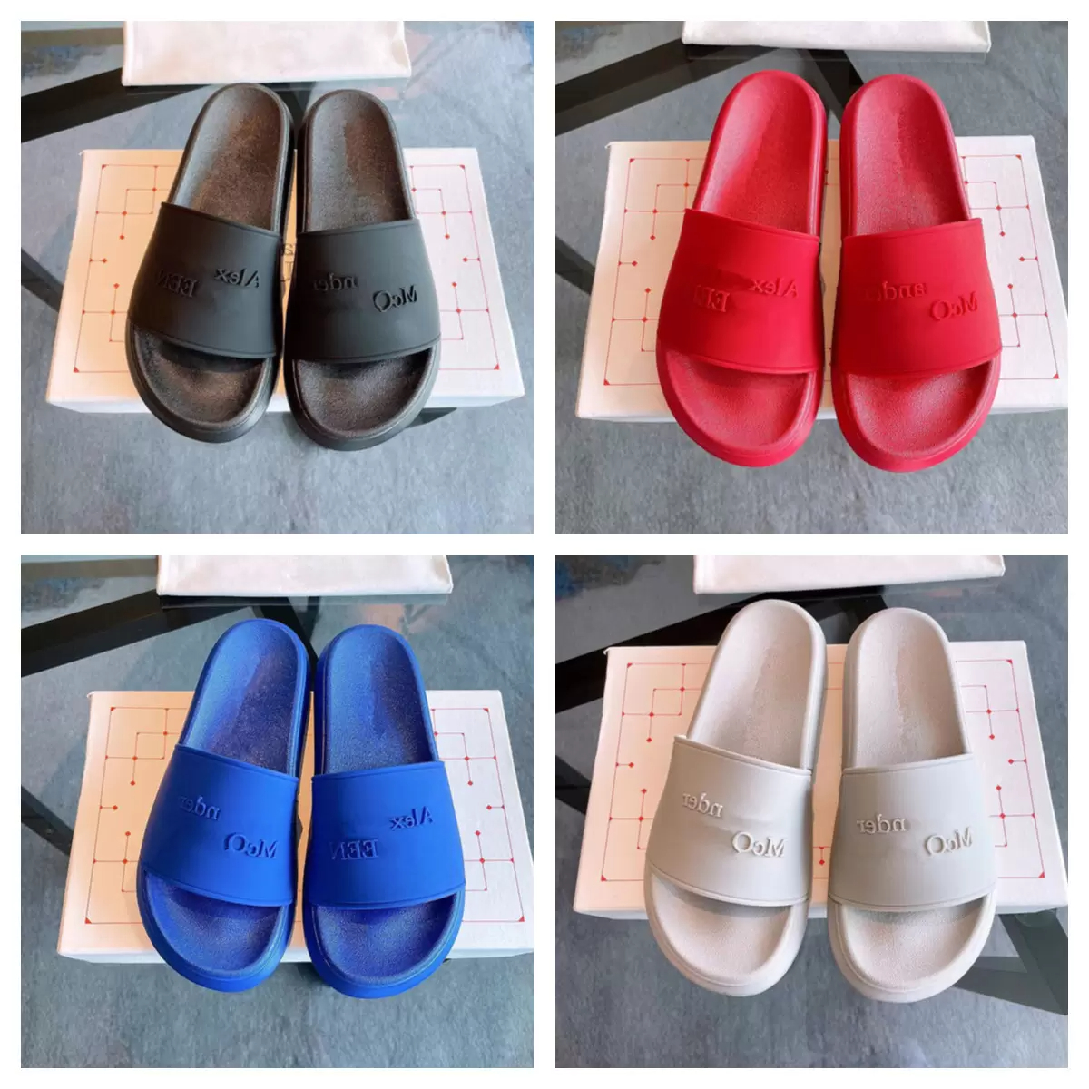 Pantoufles d'été Designers de luxe MC Pool Slides pantoufles hommes femmes Noir blanc bleu rouge sandale plate Plage intérieur sports de plein ai