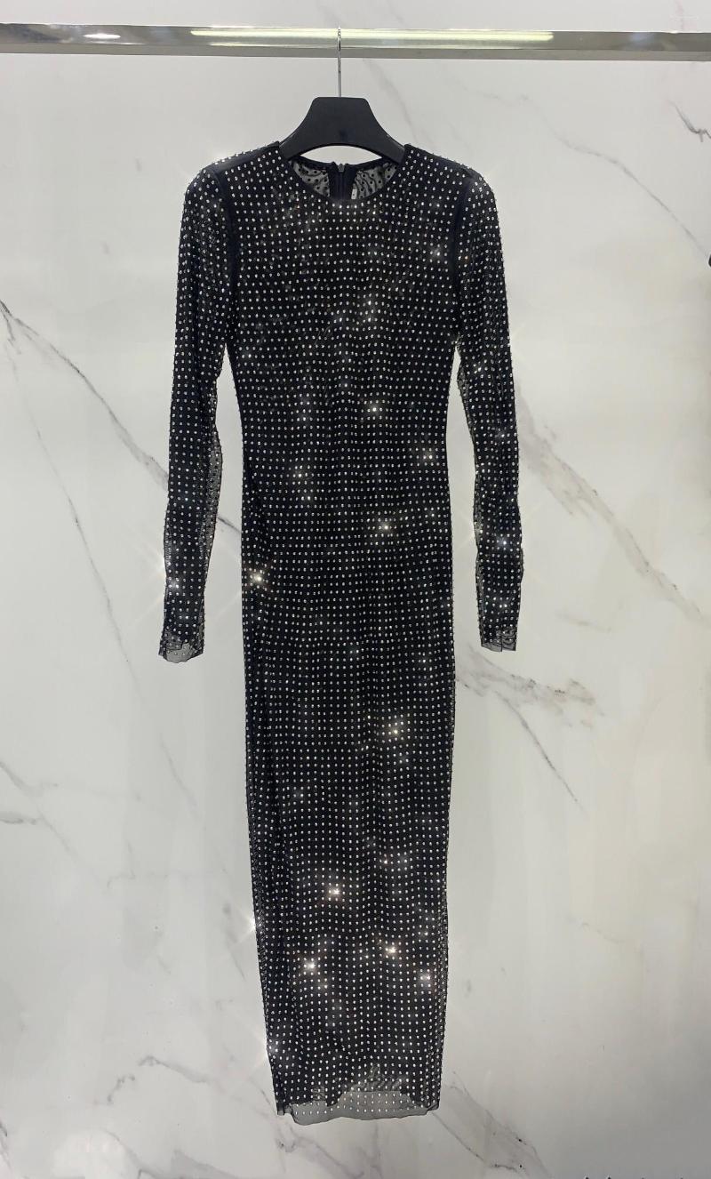 

Casual Dresses 2023 Women' Fashion Long Sleeve Round Neck Full Diamond Dress 1201