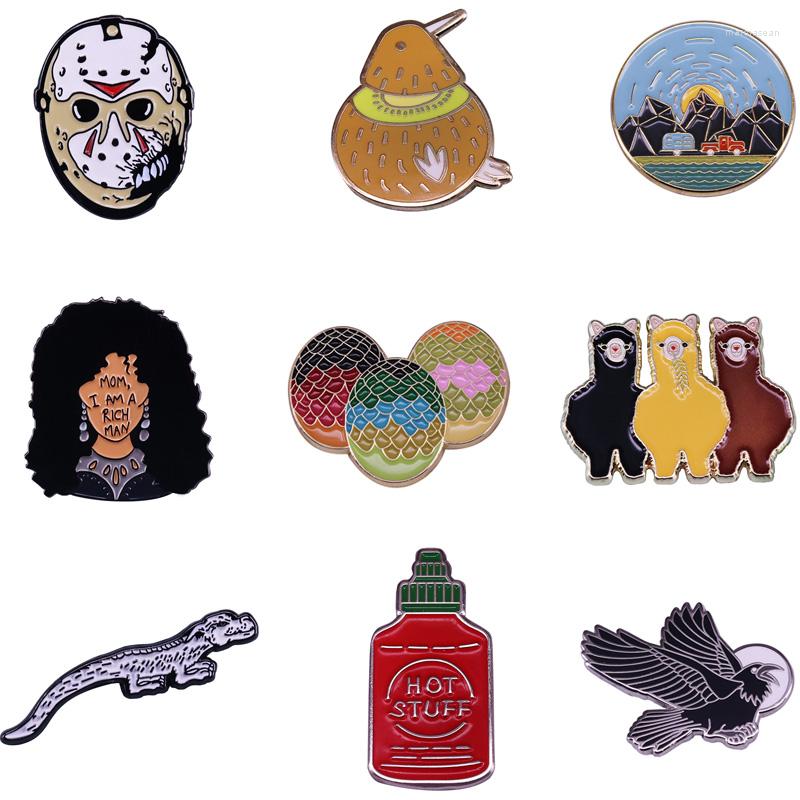 

Brooches 20pcs/lot J1520 Geekcoco Cartoon Anime Badges Funny Horror Movie Lapel Enamel Pins Jewelry Gift For Friends