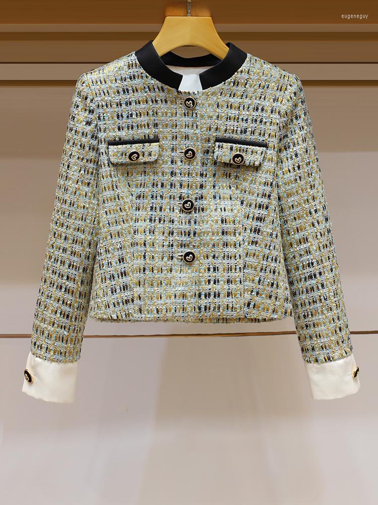 

Women' Jackets High Quality Luxury Small Fragrance Tweed Jacket Women French Vintage Slim Woolen Short Coat Fashion Streetwear Elegant, Picture color