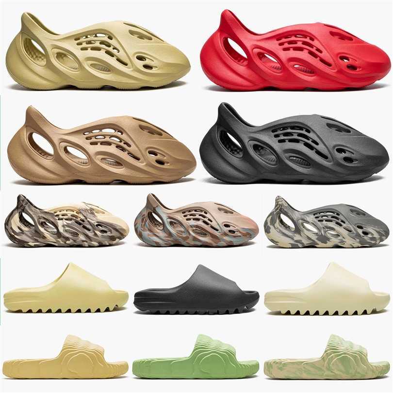 

discount Slippers men woman Comfortable Sandals Glow Green Soot Onyx Black Bone Resin Desert Sand Pure foam slides mens slide, #1