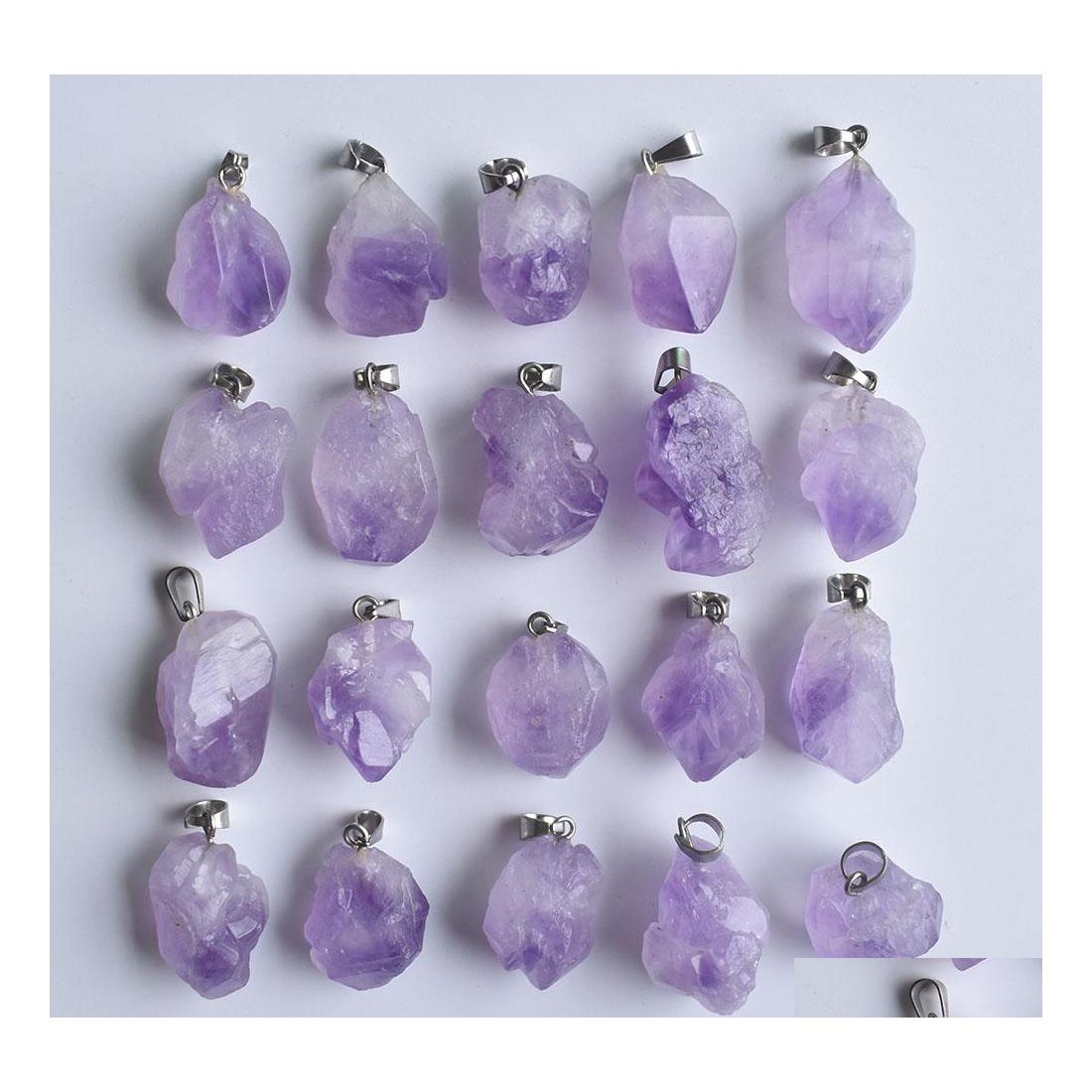 

Charms Irregar Amethyst Pillar Natural Stone Chakra Healing Crystal Pendant Diy Necklace Earrings Jewelry Making Ffshop2001 Drop Del Dhqcg