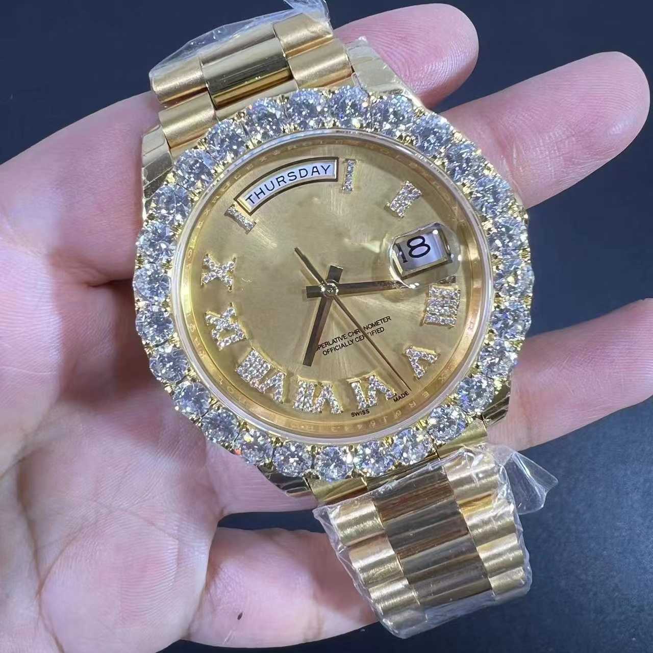 

High Quality Fashion Iced Out WatchesMens Wrist Luxury Round Cut Lab Gr DDGU TWAH, Moissanite