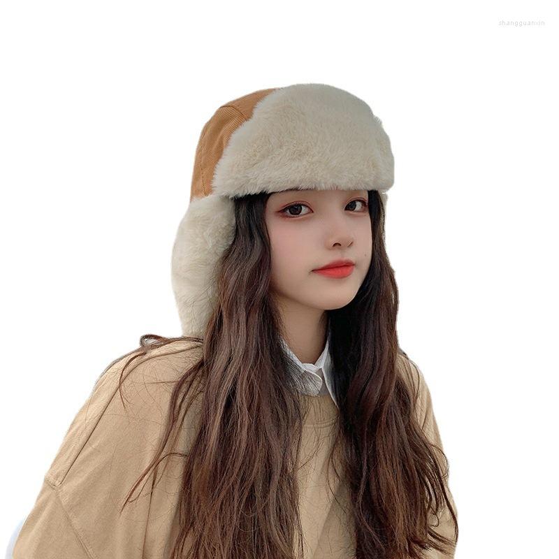 

Berets Sale Gorro Ruso Russian Hat Women's Winter Solid Cashmere Warm Earflap Male Outdoor Ushanka Trapper Ski Bomber Pilot, Khaki