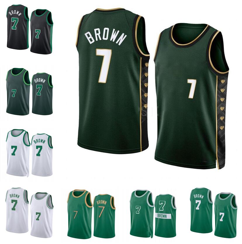 

Jaylen Brown Basketball Jerseys S-XXL 2022-23 season white black green Men Women Youth city jersey 0, With logo