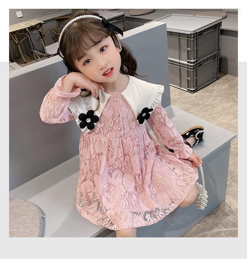 

Girl Dresses 2023 Summer Lacework Girls Dress Children Clothes For Lovely Princess Kids, Beige