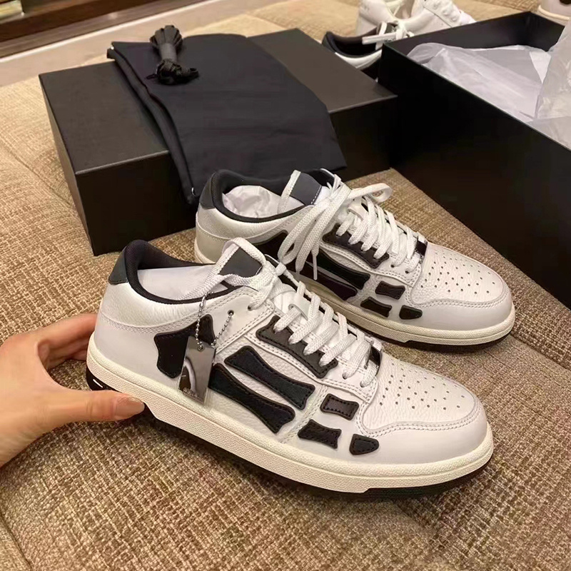 

With Box Designer Casual Shoes Amirs Skel Top Low Leather Sneaker Men Women Light Bone Shoe White Lilac lime Blue Pink Orange Pupple Black Trainers Fashion Brand Shoe, #color 9