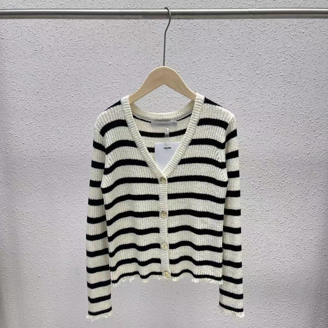 Designer Women's Sweaters 2023 Spring Summer V Neck Long Sleeve Fashion Milan Runway Sweater Brand Same Style Sweater 0220-5