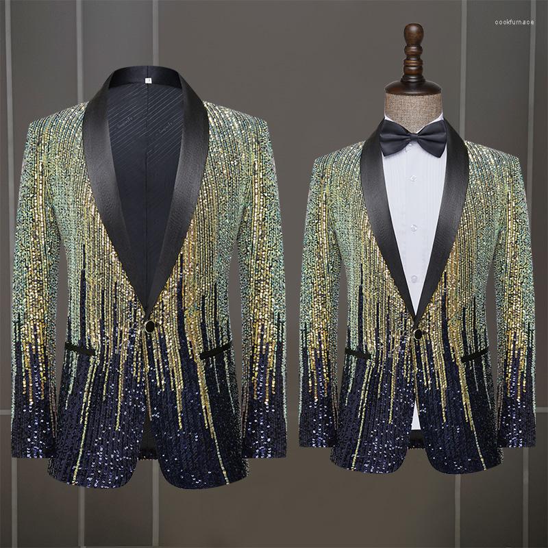 

Men's Suits -XXXL 2023 Men's Sequin Slimming Suit Jacket Runway Show Performance Singer Stage Host, Black