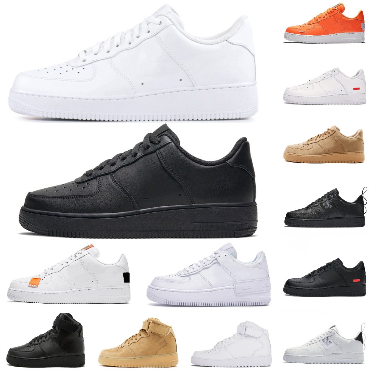 

Classic running Shoes One Skateboarding retro Triple White Black High Low airforce one 1 Cut Trainers Force 1s Original Sports Sneakers Size 36-45 Skate Shoe, #010