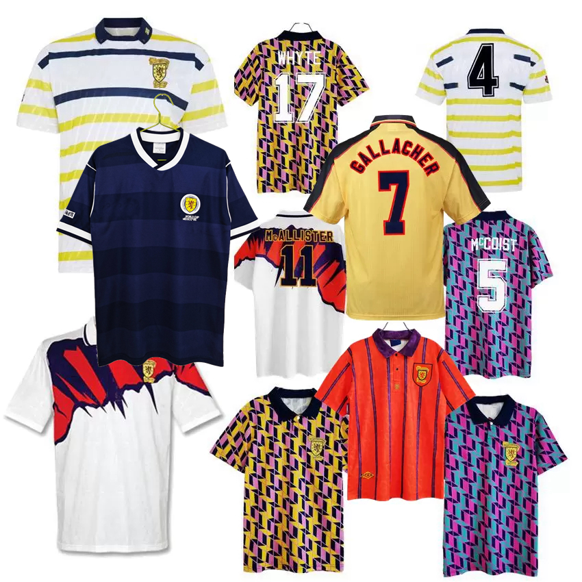 

Retro classic Scotland soccer jerseys t shirts 1986 87 88 1991 1992 1993 1994 1996 1997 1998 Scottish McCoist Bowman McLeish McInally GALLACHER football shirt, 1987/88 home