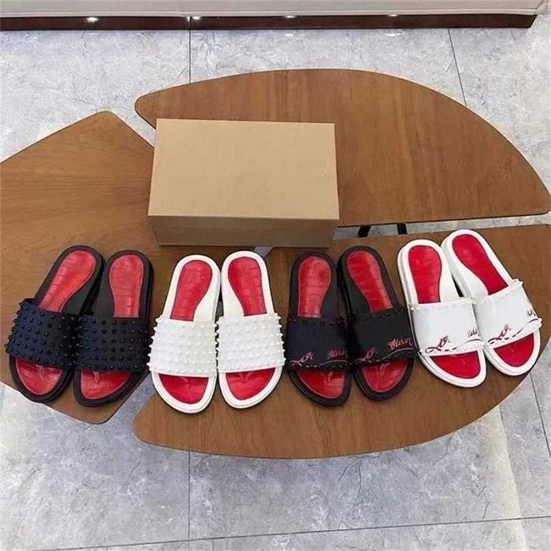 

Designer Flat slippers Spikes Studded Slide Slides Platform Mules Man Classic RED Slippers Sandal Mens Thick Rubber Sole BOTTOM Slipper Spike Soles Fo V1MQ#6O2P