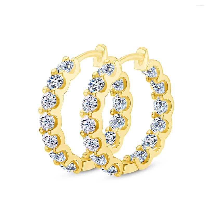 

Hoop Earrings Luxury Real Moissanite Ear 925 Sterling Silver Sparkling Woman Wedding Jewelry Gift Accessory