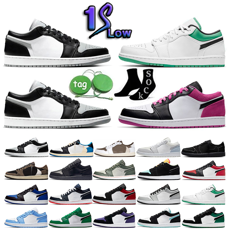 

2023 NEW Jumpman 1 1s Low Mens Basketball Shoes Black Phantom Fragment Dark Reverse Mocha Starfish True Blue Wolf Grey UNC Tear Away Silver Bred Toe Women Sneaker 36-48