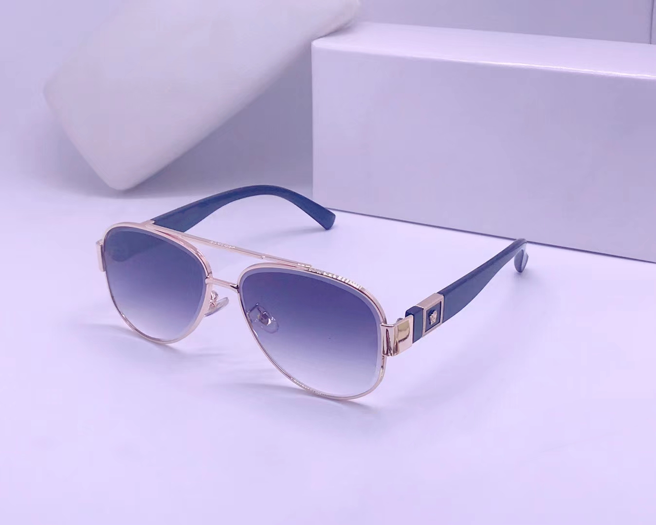 

Luxury Oval sunglasses for men designer summer shades polarized eyeglasses black vintage Pilot sun glasses of women male sunglass with box